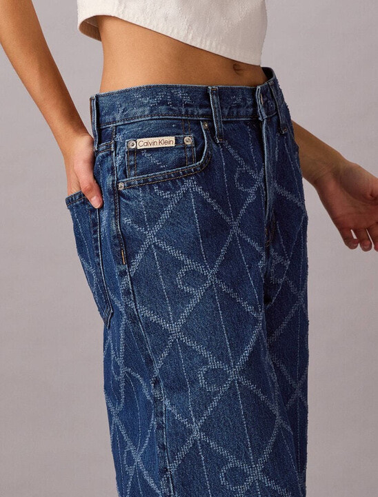 Allover Monogram Low Rise Baggy Jeans