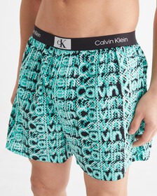 CALVIN KLEIN 1996 梭織棉質平角內褲, LAYERED WAVY LOGO PRINT_FRESH PEPPERMINT, hi-res