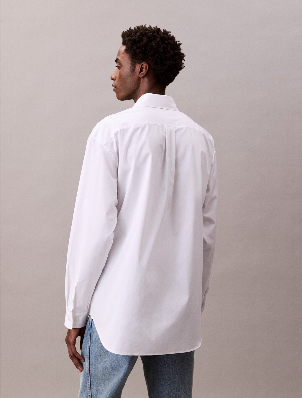 Cotton Relaxed Button-Down Shirt, Brilliant White, hi-res