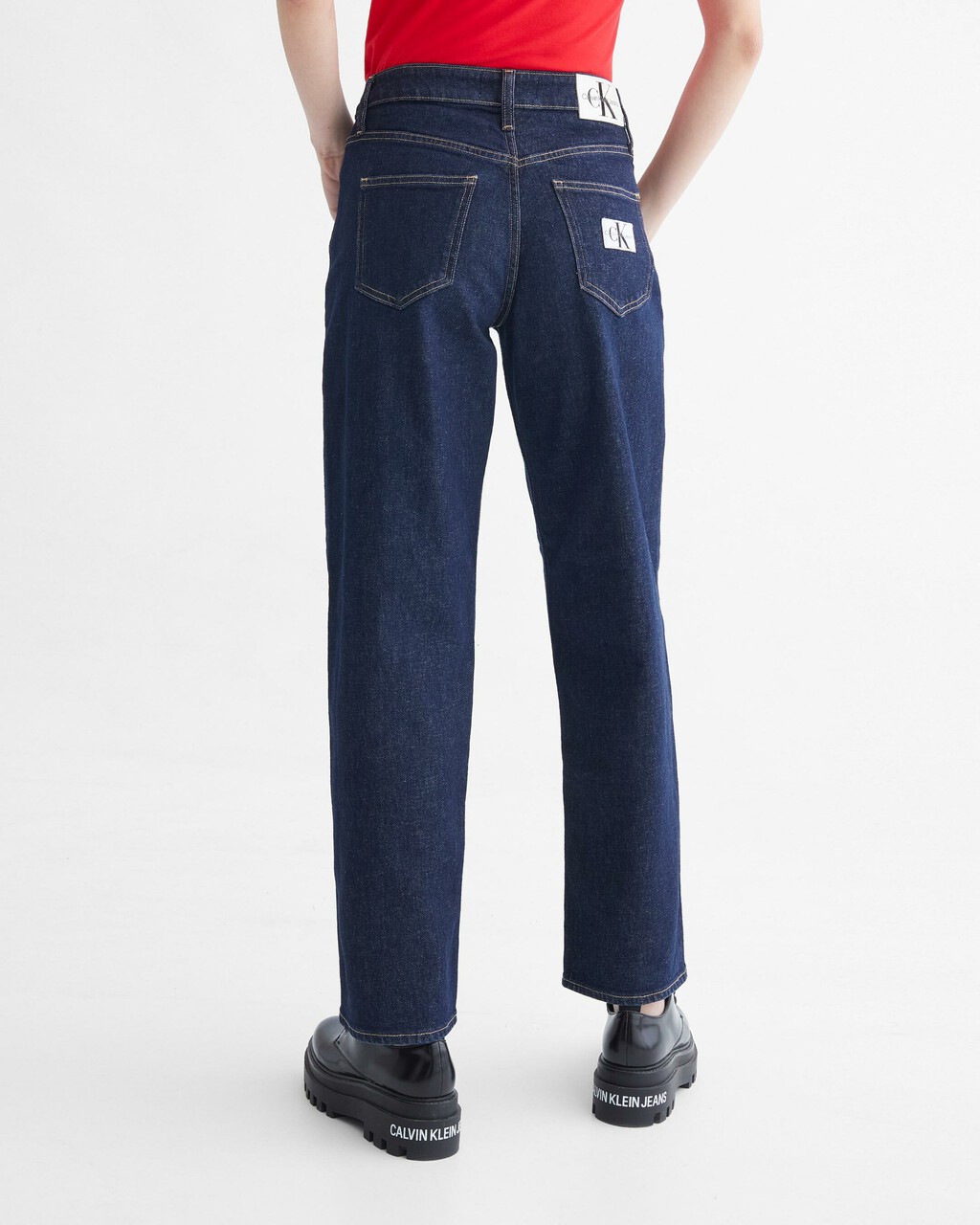 HIGH-RISE RELAXED JEANS, Rinse Blue Pocket Label, hi-res