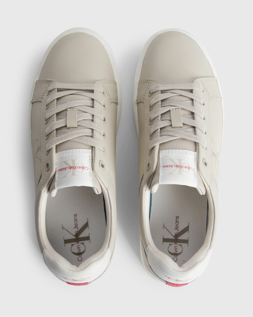 LEATHER TRAINERS, Eggshell/Ancient White, hi-res