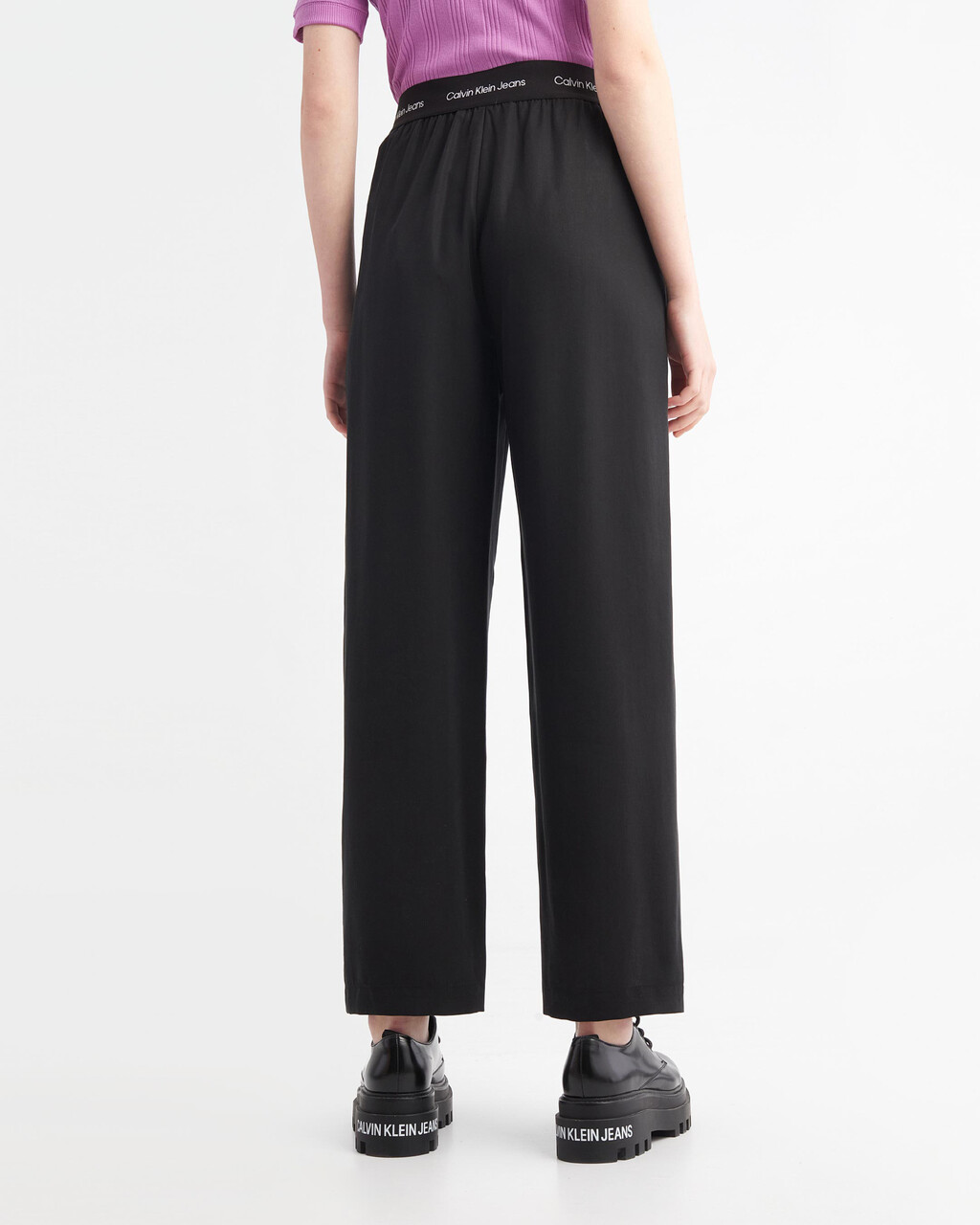 Logo Waistband Twill Straight Pants, Ck Black, hi-res