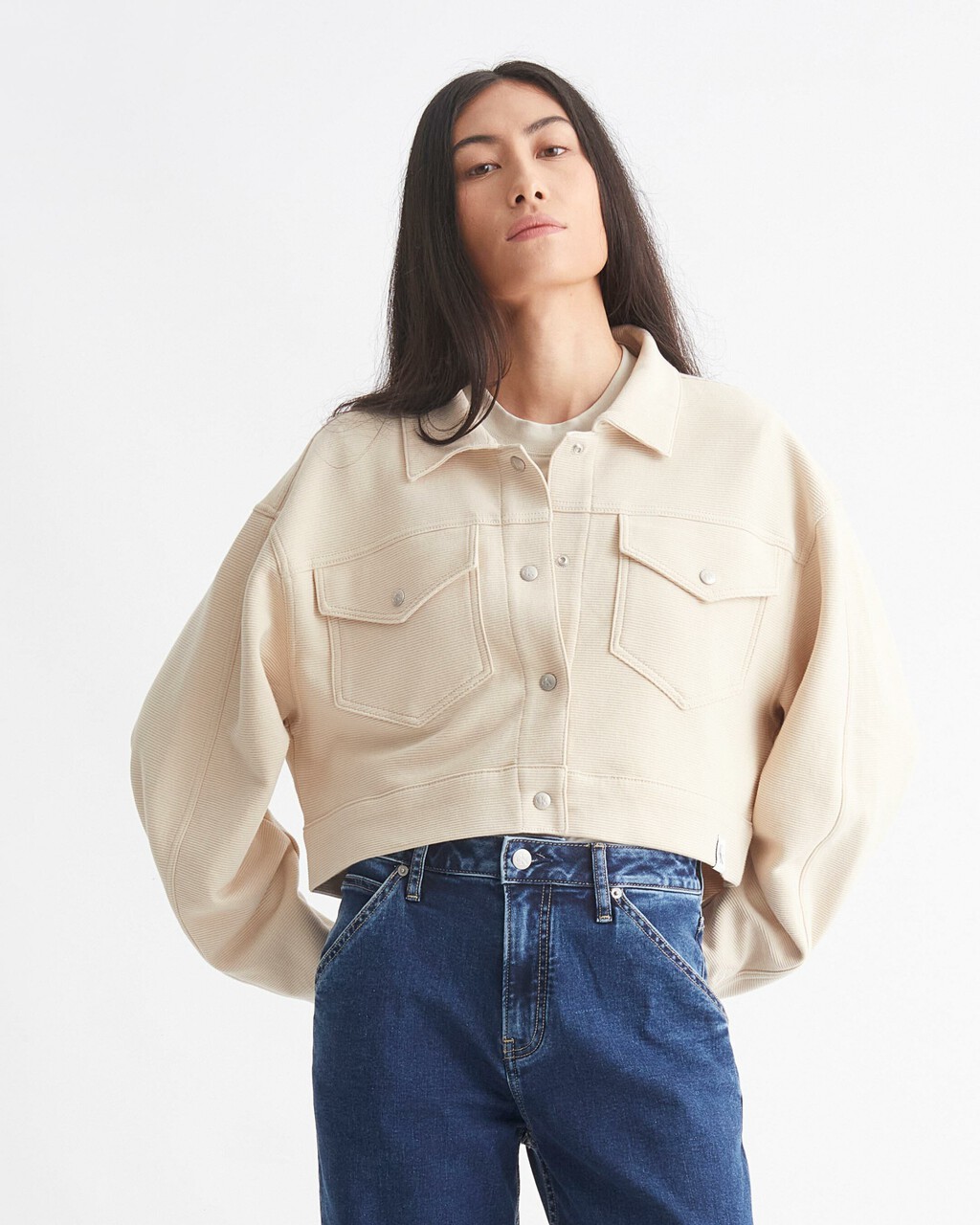 PREMIUM ESSENTIALS 短版卡車外套, Classic Beige, hi-res