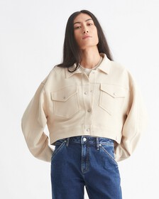 PREMIUM ESSENTIALS 短版卡車外套, Classic Beige, hi-res