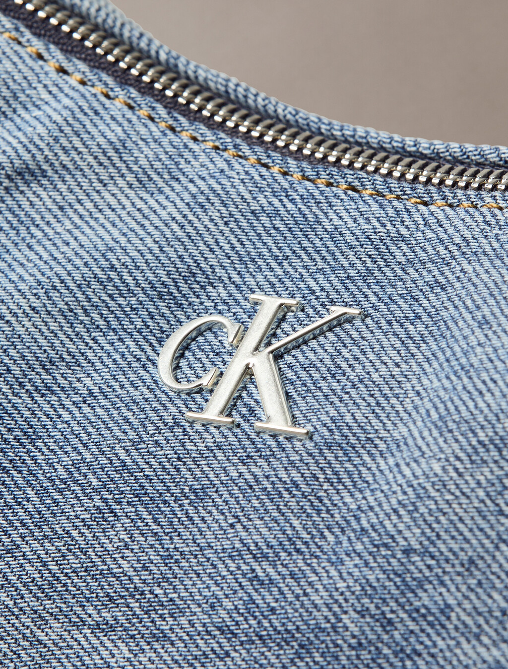 Monogram Denim Crescent Shoulder Bag, Denim, hi-res