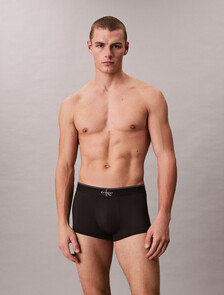 Monogram 圖案低腰平口內褲, Black, hi-res