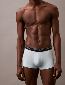 Calvin Klein Logo 低腰貼身短版四角褲 3 件組, GLACIER/PLUSH MONOGRAM+ASH/STERLING BLUE, hi-res