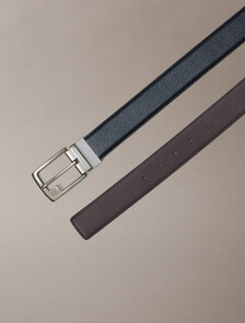 Monogram 方框飾牌雙面腰帶, Black/CK Dark Brown/Pewter, hi-res