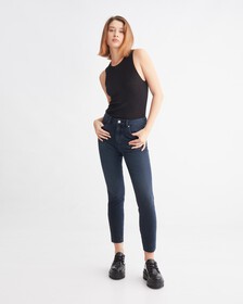 Smooth Cotton Rib Tank Top, Black, hi-res