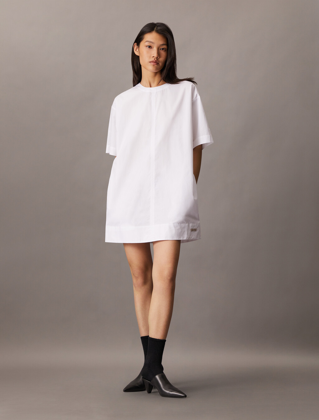 棉質寬鬆迷你 T 恤連身裙, Brilliant White, hi-res