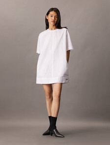 棉質寬鬆迷你 T 恤連身裙, Brilliant White, hi-res