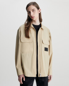 Oversized Zip Up Shirt Jacket, Travertine, hi-res