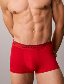 3 件裝低腰平口內褲 - Microfibre Stretch, Black/Goji Berry/Established Red, hi-res