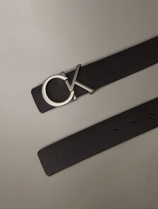 CK 高級雙面腰帶, Black/Gray Pinstripe, hi-res