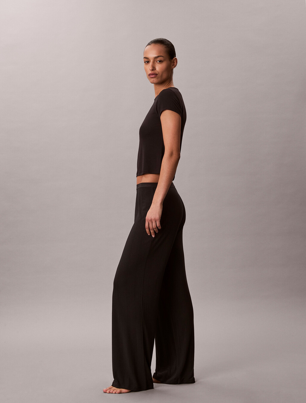 Soft Modal Pyjama Top, Black, hi-res