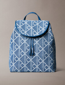 牛仔布標誌提花背囊, Denim JQD Medium Wash, hi-res