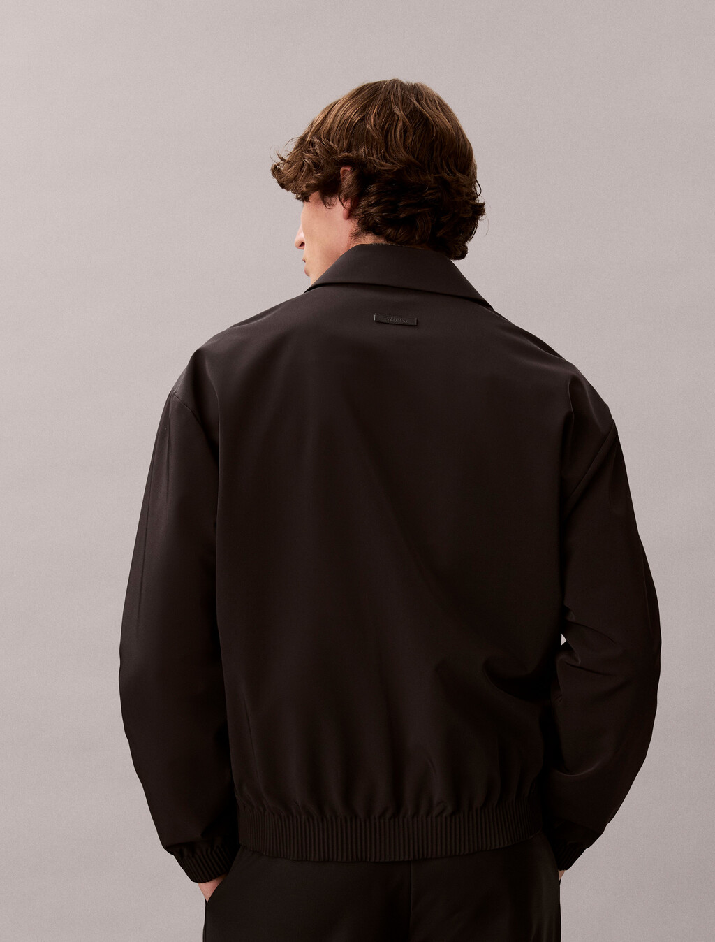 Micro Twill Bomber Jacket, Black, hi-res
