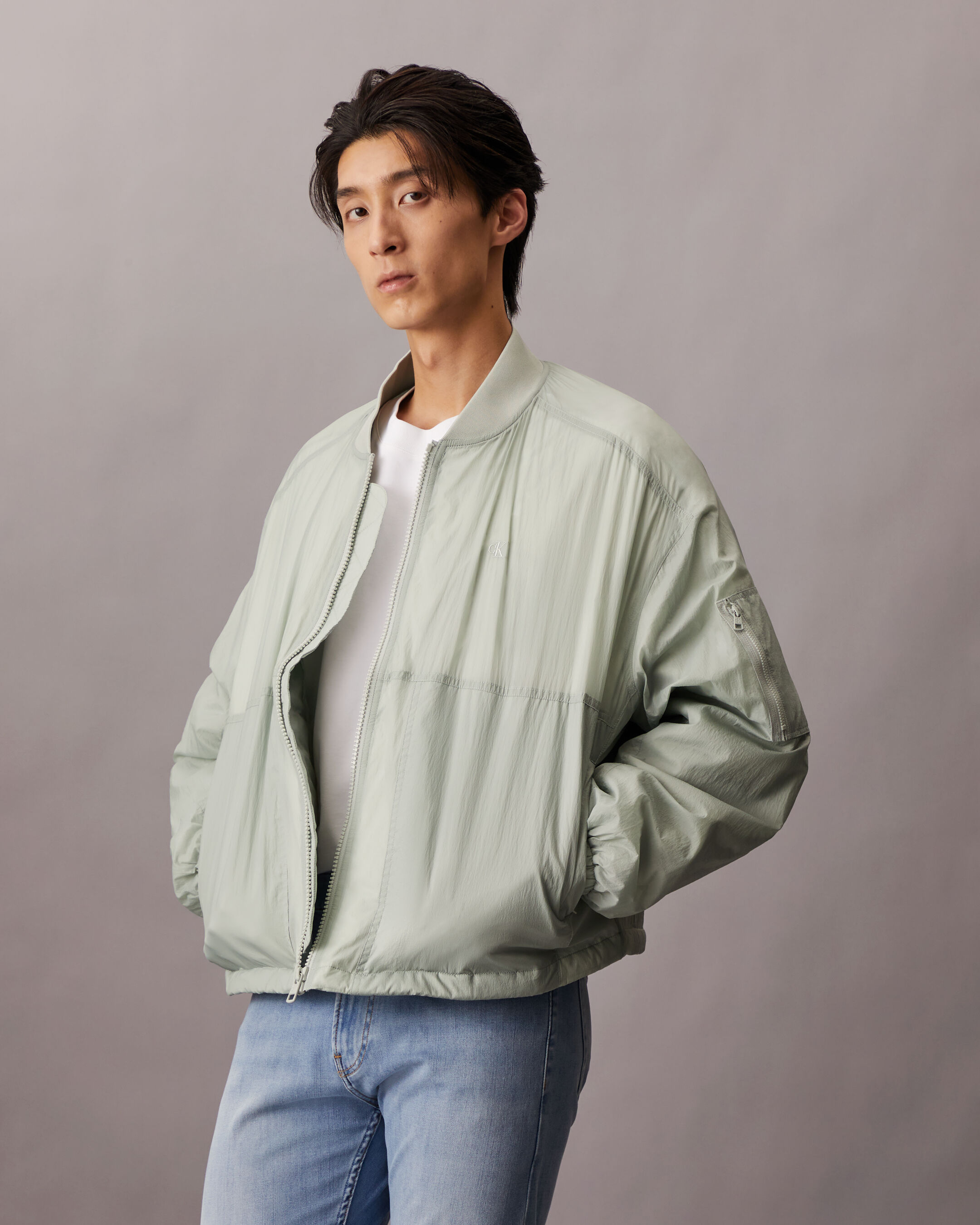 Lightweight nylon bomber jacket hot sale