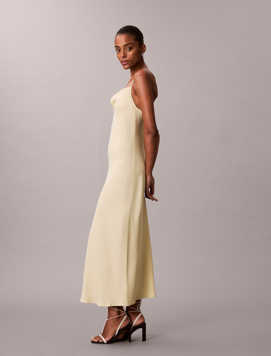 Polyester Crepe Slip Dress, Hay, hi-res
