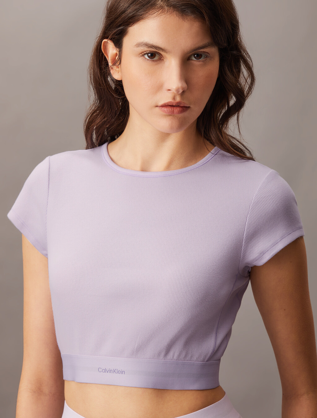Rib Knit Cropped Tee, LILAC QUARTZ, hi-res
