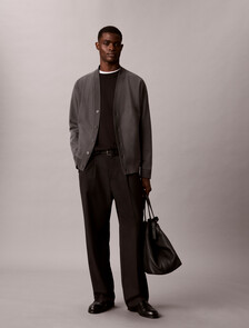 Relaxed Cotton Terry Logo Cardigan, Volcanic Ash, hi-res