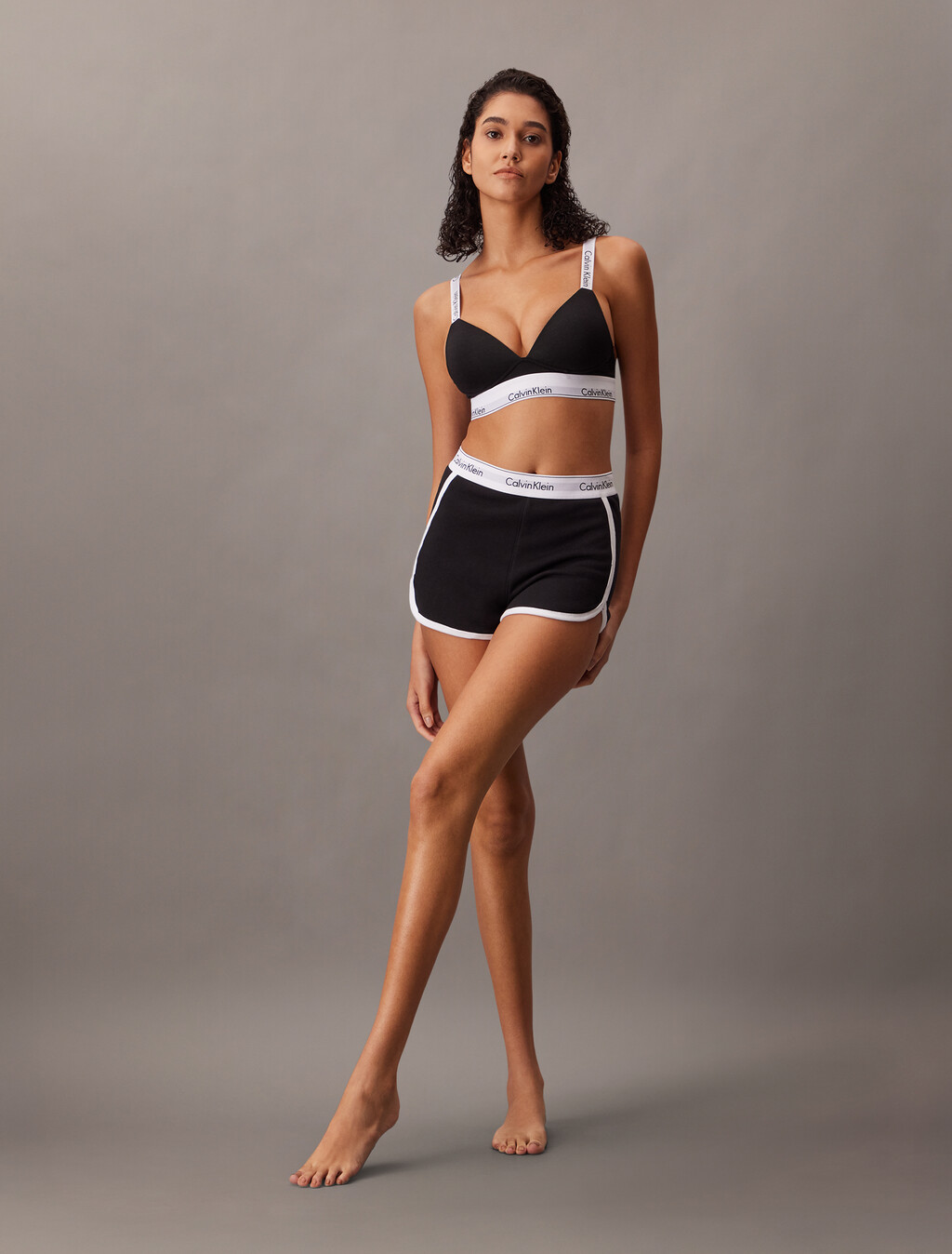 Icon Cotton Lightly Lined Plunge Bra, Black, hi-res