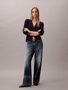 修身絞花針織開襟外套, Evening Blue, hi-res