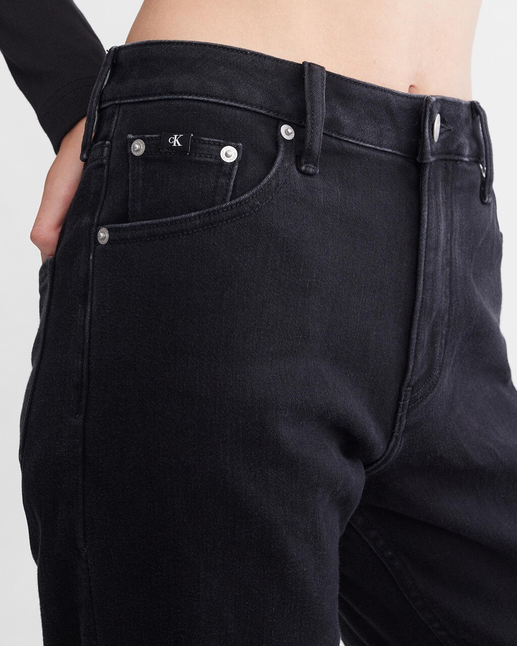 Luxe Lined 90S Straight Black Jeans, Denim Black, hi-res