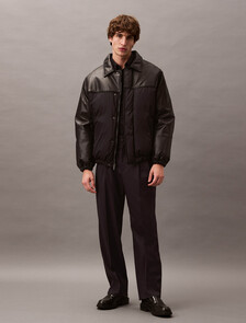 Nylon Leather Bomber Jacket, Vulcan, hi-res