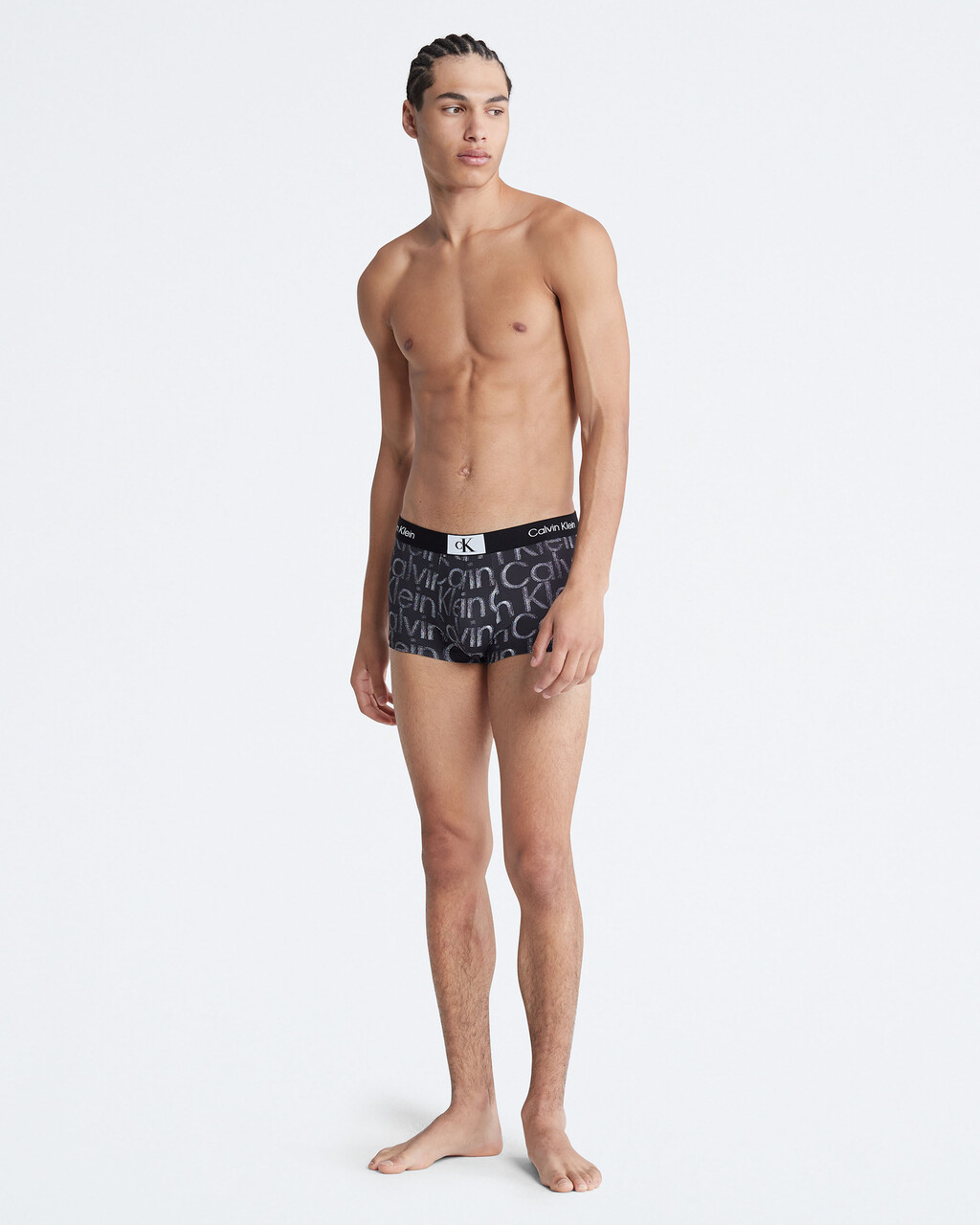 Calvin Klein 1996 微細纖維低腰內褲, HALFTONE GLITCH LOGO PRINT+BLACK, hi-res