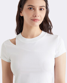 Shoulder Cut-Out Baby Tee, BRIGHT WHITE, hi-res
