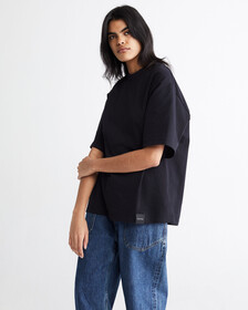 STANDARDS COMPACT COTTON CREWNECK T-SHIRT, Black Beauty, hi-res