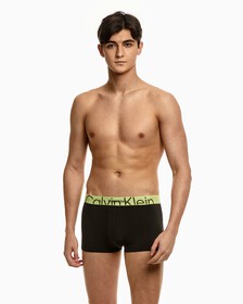 EMBOSSED ICON MICROFIBER LOW RISE TRUNKS, BLACK W/ ENERGY WB, hi-res