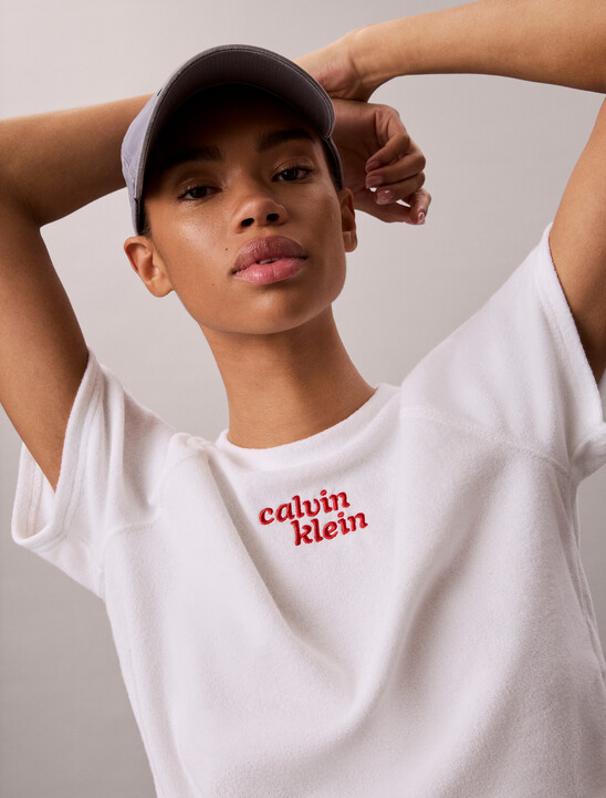 Towel Terry Cropped Short Sleeve Top
