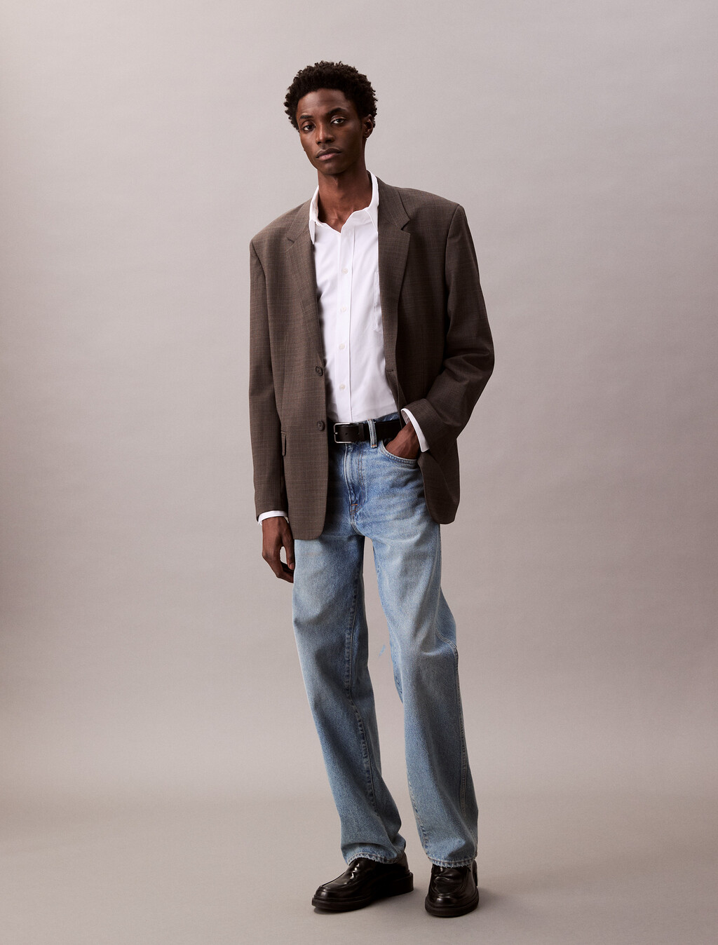 Cotton Relaxed Button-Down Shirt, Brilliant White, hi-res