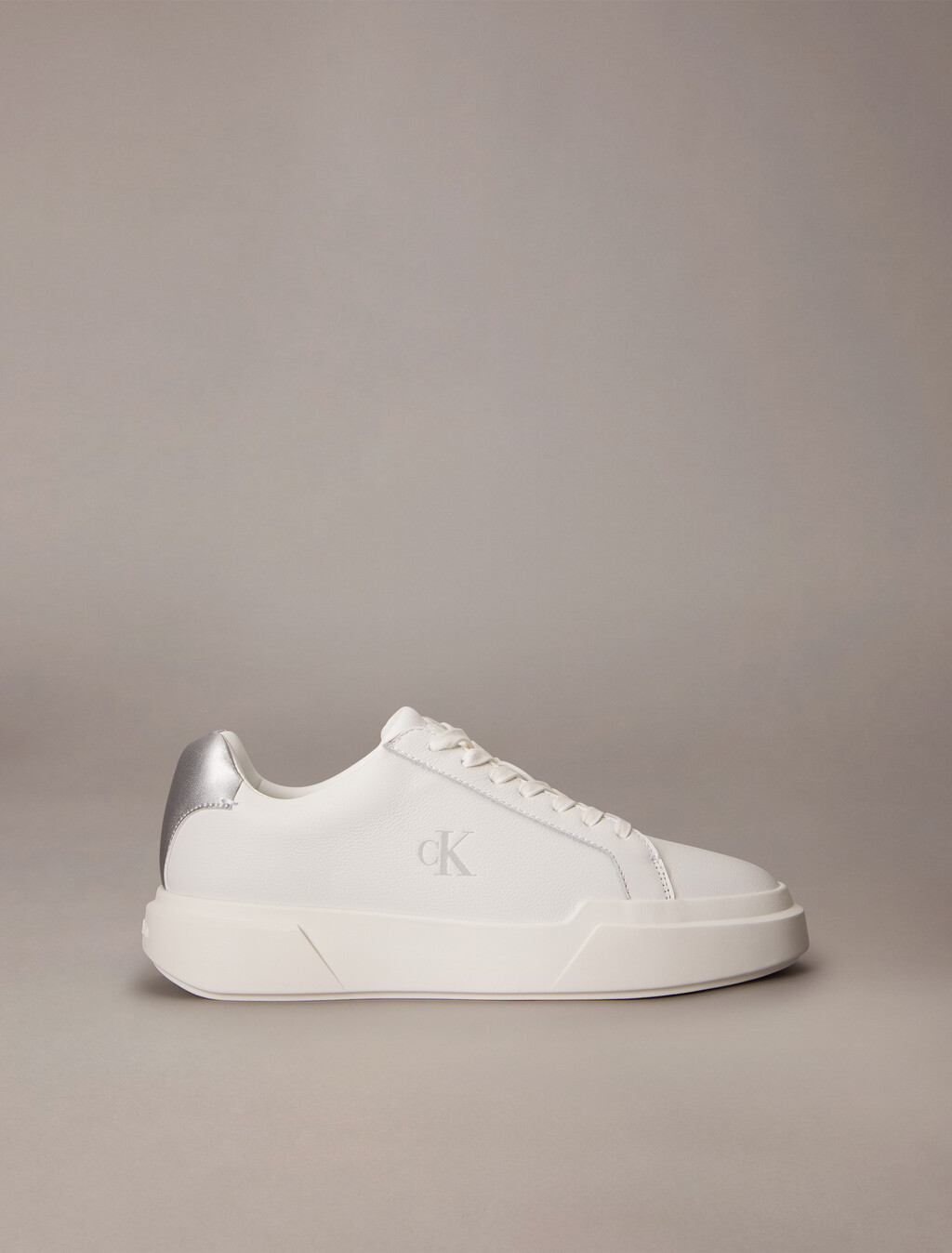 Leather Durable Traction NYC Trainers, Bright White/Silver, hi-res