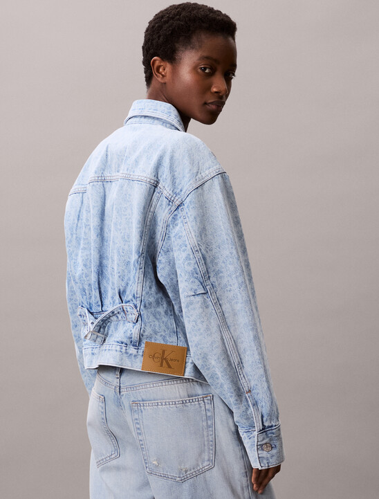 Monogram Logo Cropped Denim Jacket