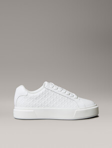 Leather Emblem Logo Trainers, Bright White, hi-res