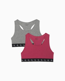 Girls CK One Bralette 2 Pack, Pinkhydrangea/Greyheather, hi-res