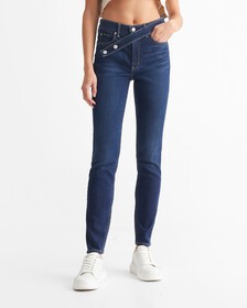 Sustainable Lyocell High Rise Skinny Jeans, Dark Dbl Belted Wb, hi-res