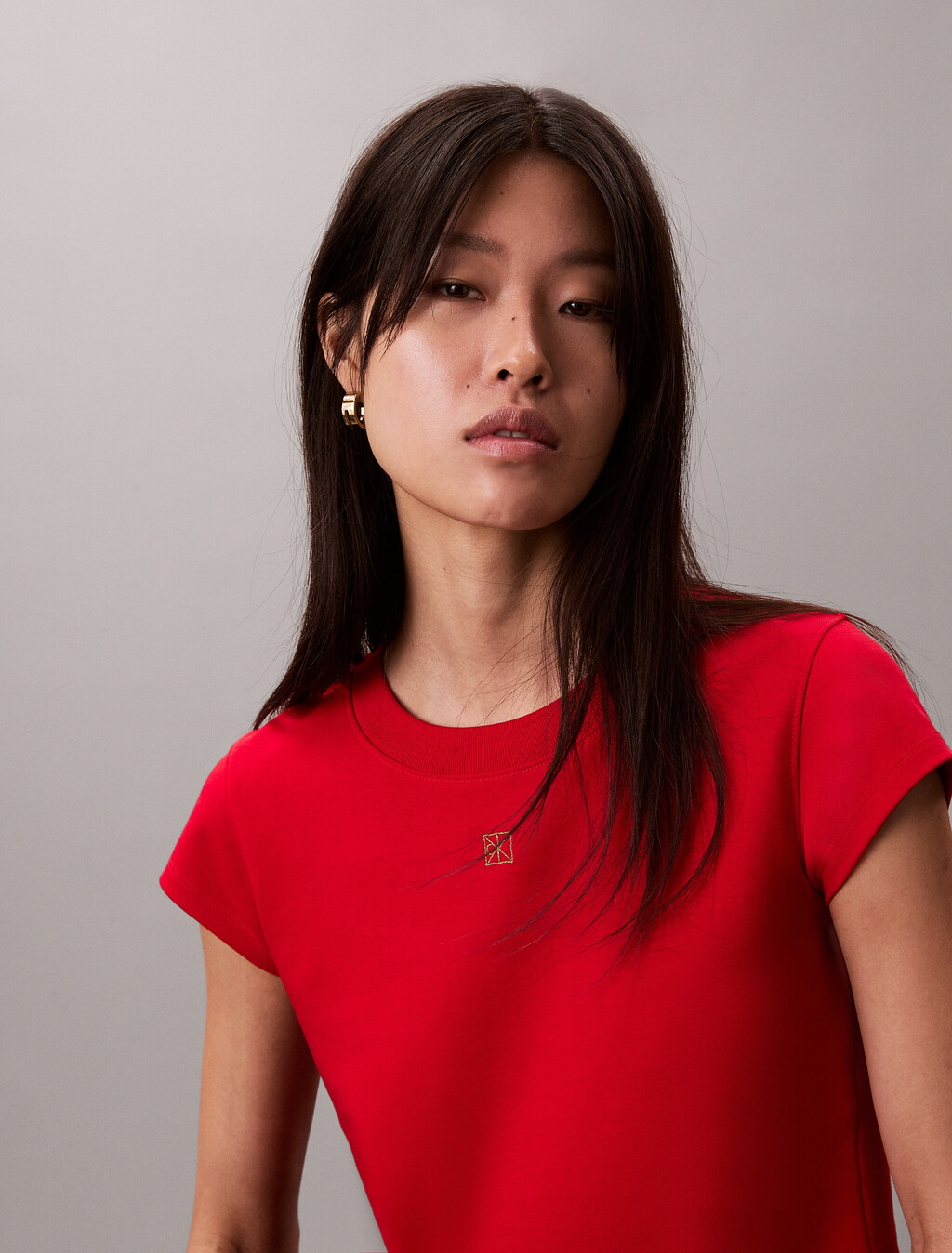 Lunar New Year Mercerized Cotton CK Emblem Baby Tee, Pantone Red, hi-res