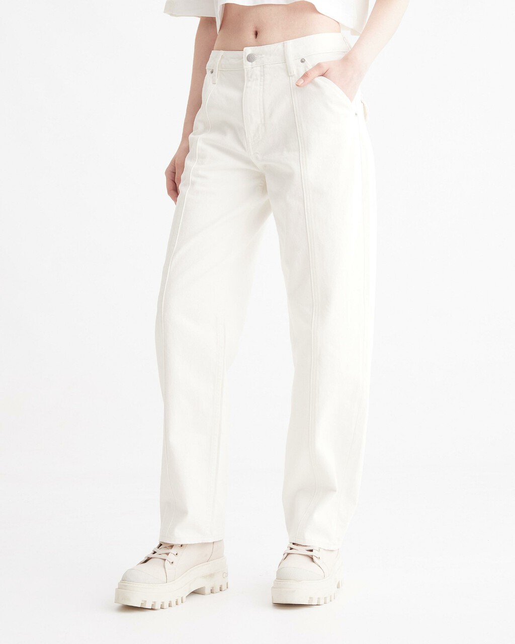 RECONSIDERED 90 年代直筒白色牛仔褲, Off White, hi-res