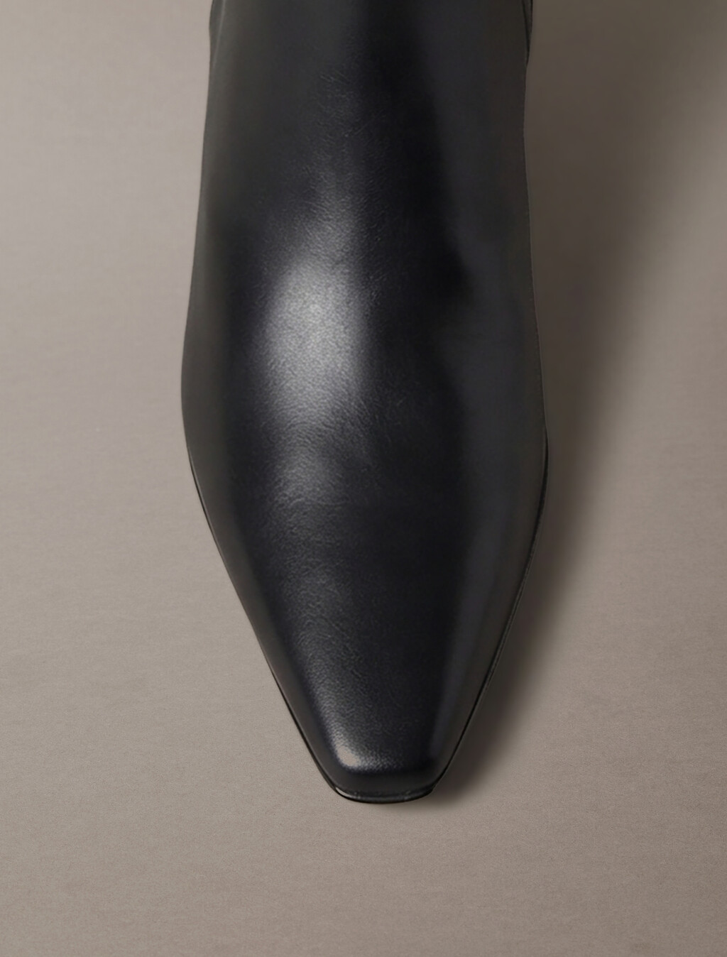 Leather Kitten Heel Knee Boots, Triple Black, hi-res