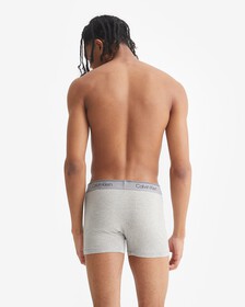 ATHLETIC COTTON 2 PACK TRUNKS, BLACK/GREY HEATHER, hi-res