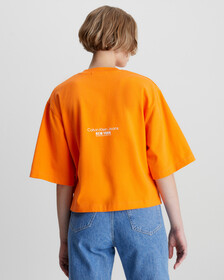寬鬆刺繡 T 裇, Vibrant Orange, hi-res