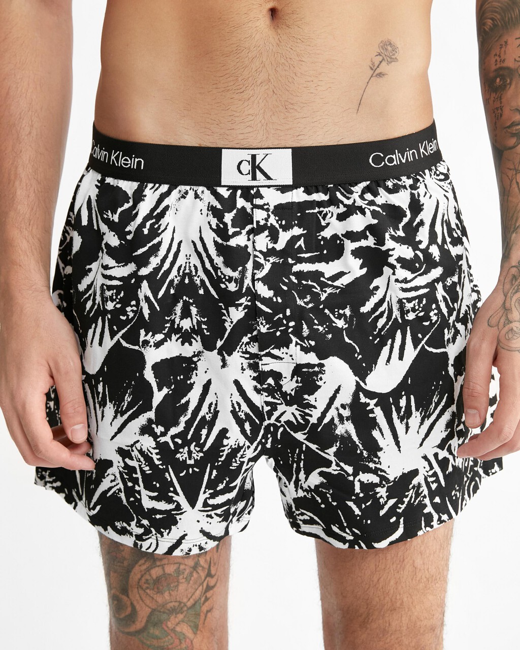 CALVIN KLEIN 1996 純棉修身平角褲, PALM TREES PRINT+BLACK, hi-res