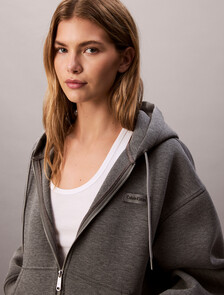 Oversized  Jersey Zip Up Hoodie, Med Grey Heather, hi-res