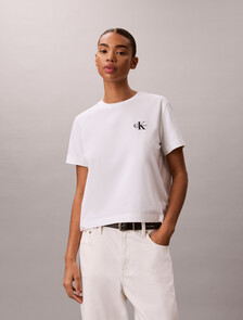Core Essentials Monogram Embroidery Tee, Bright White, hi-res