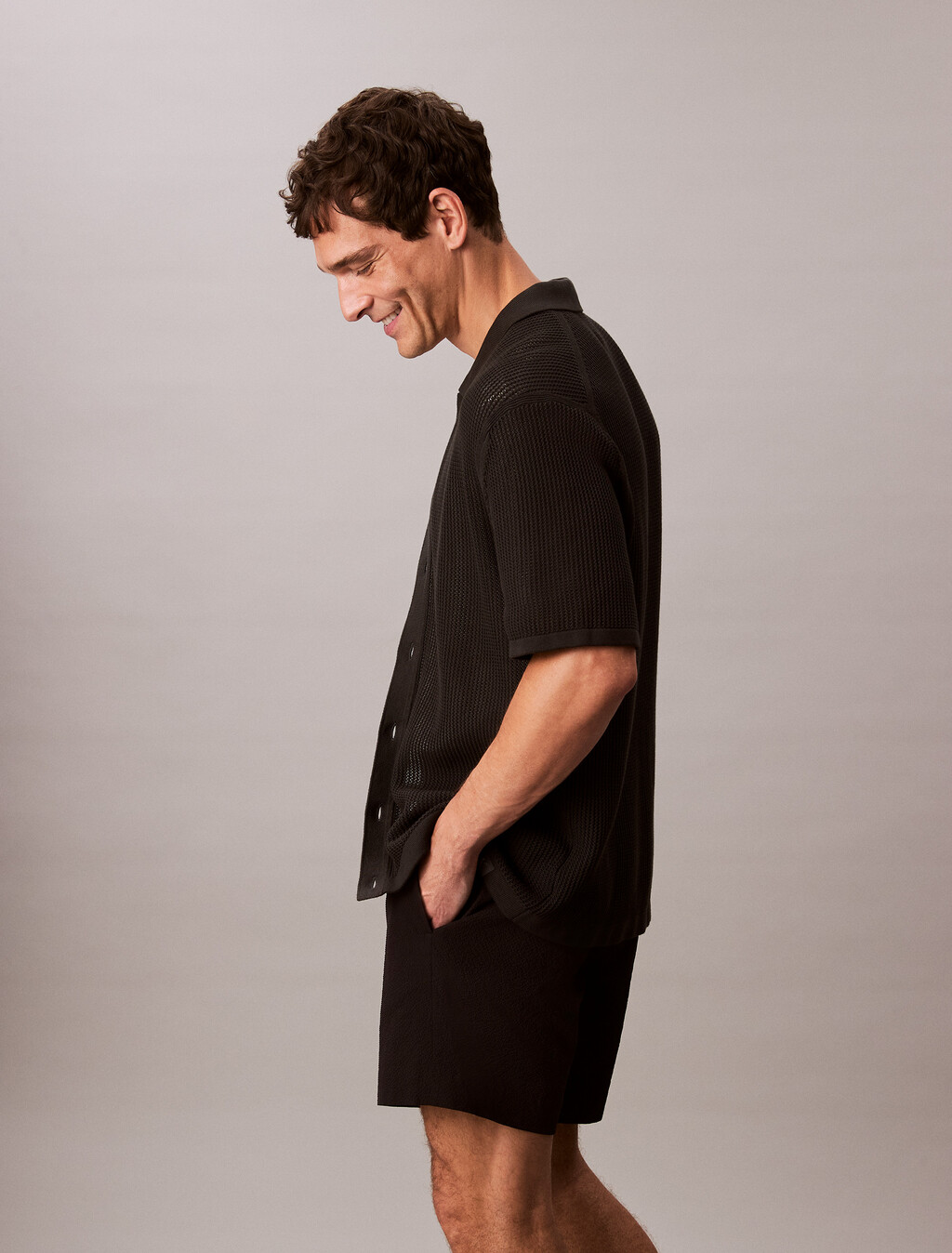 Seersucker Shorts, Black, hi-res