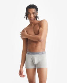 ATHLETIC COTTON 2 PACK TRUNKS, BLACK/GREY HEATHER, hi-res